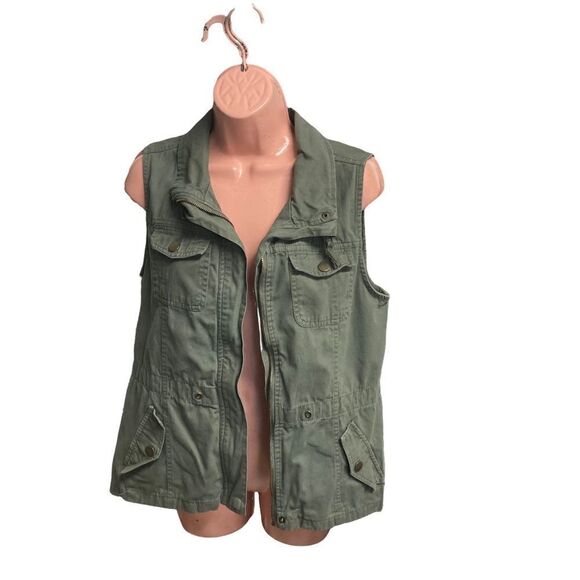 ASHLEY OUTERWEAR Women’s Army Green Vest Size Medium Zipper Closure - Picture 2 of 9